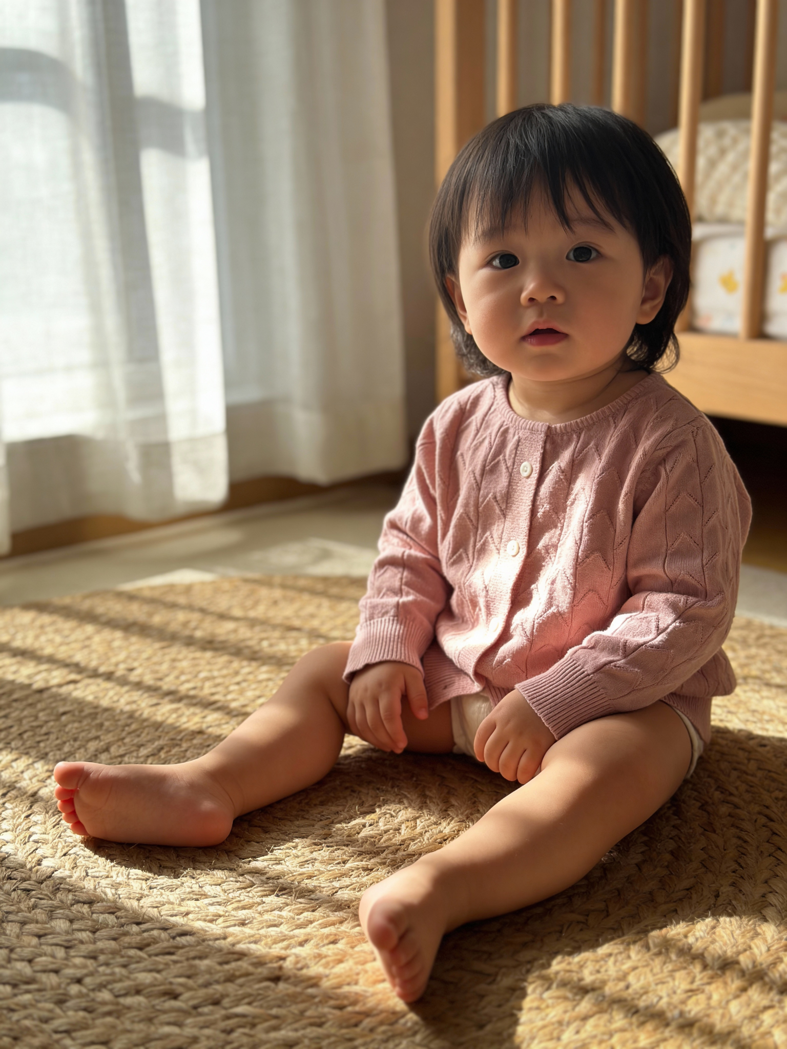 Açık Pembe Ajurlu Hırka