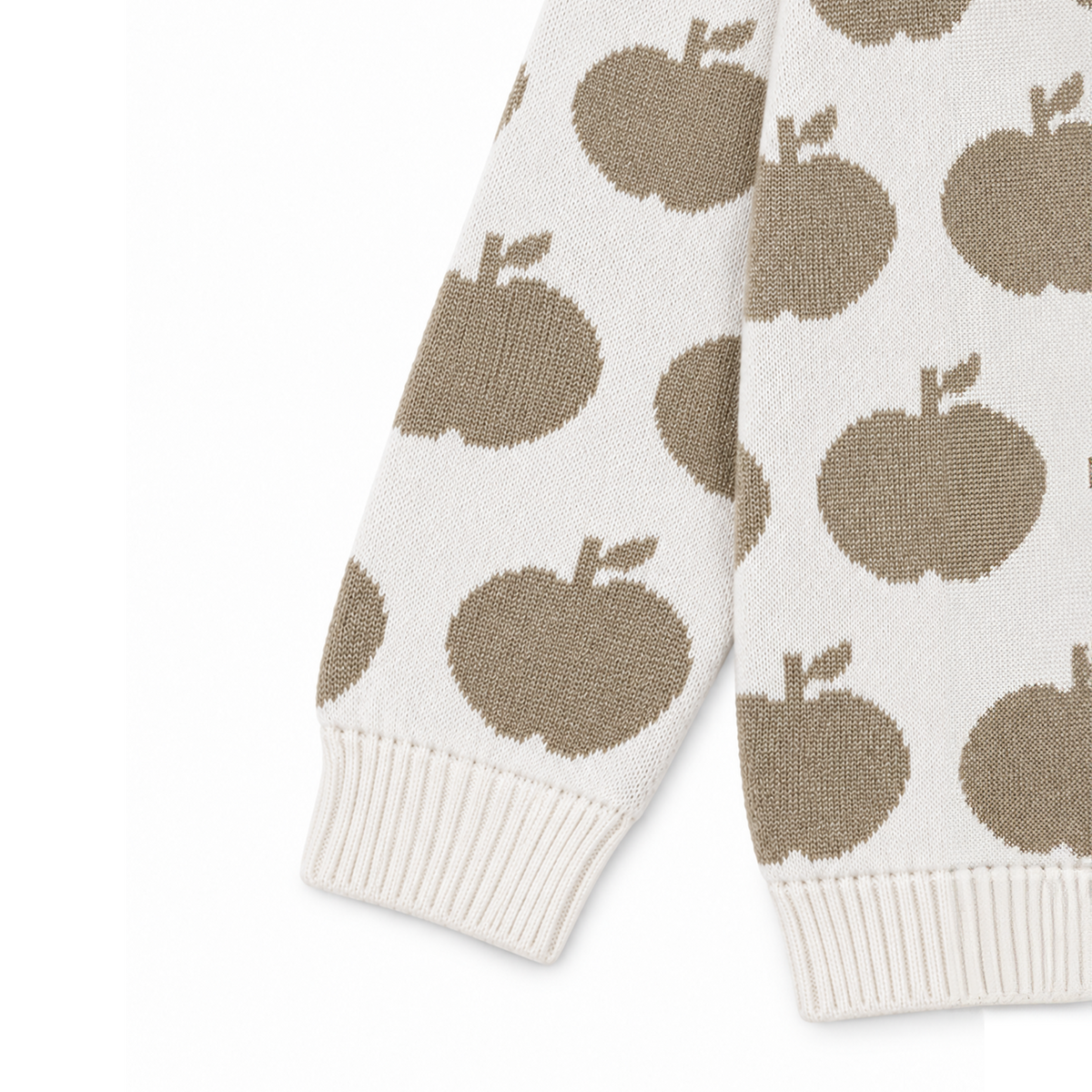 Simli Apple Garden Elma Desenli Pamuk Triko Hırka
