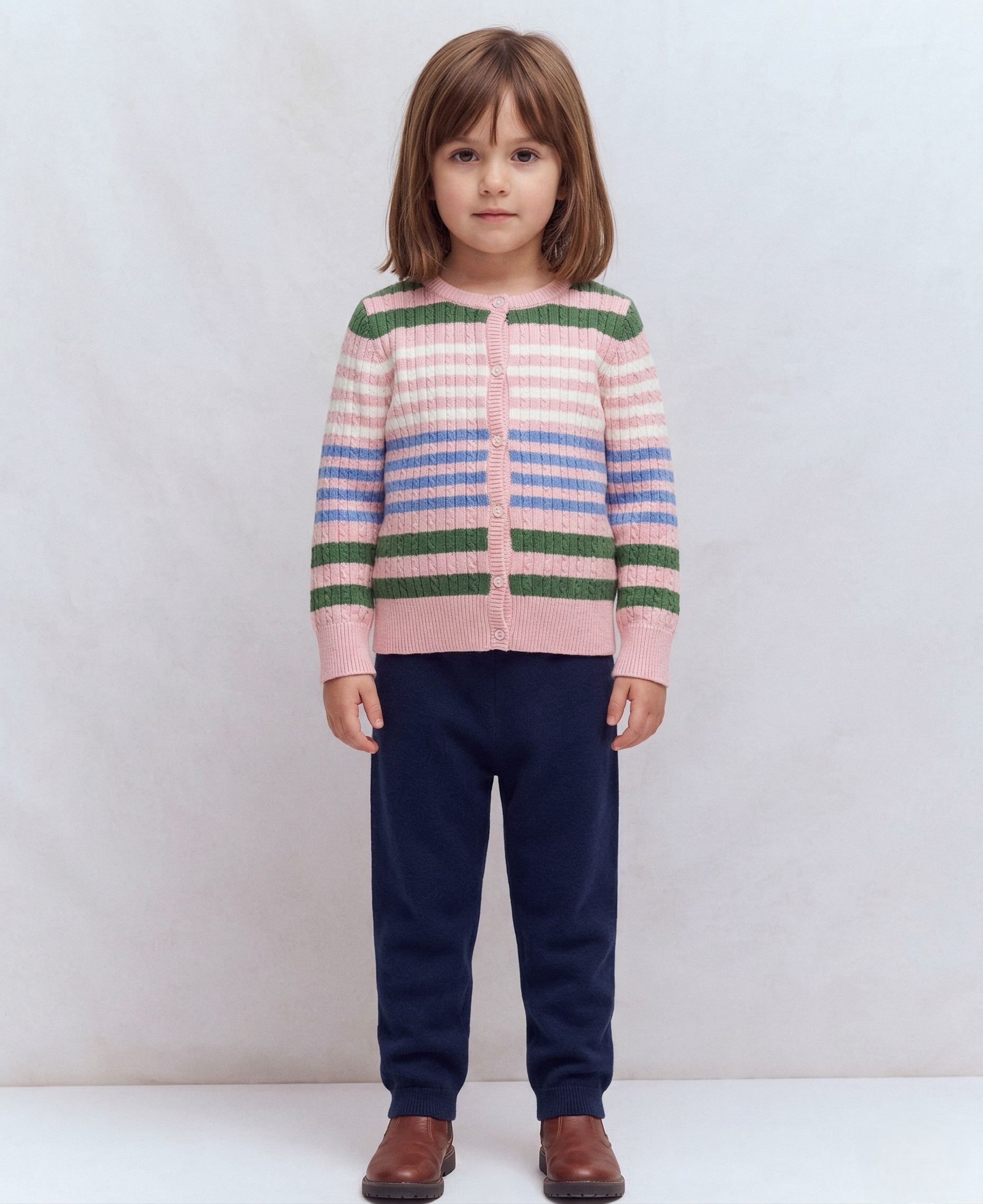 Unisex Wooly Saçörgülü Çizgili Triko Hırka