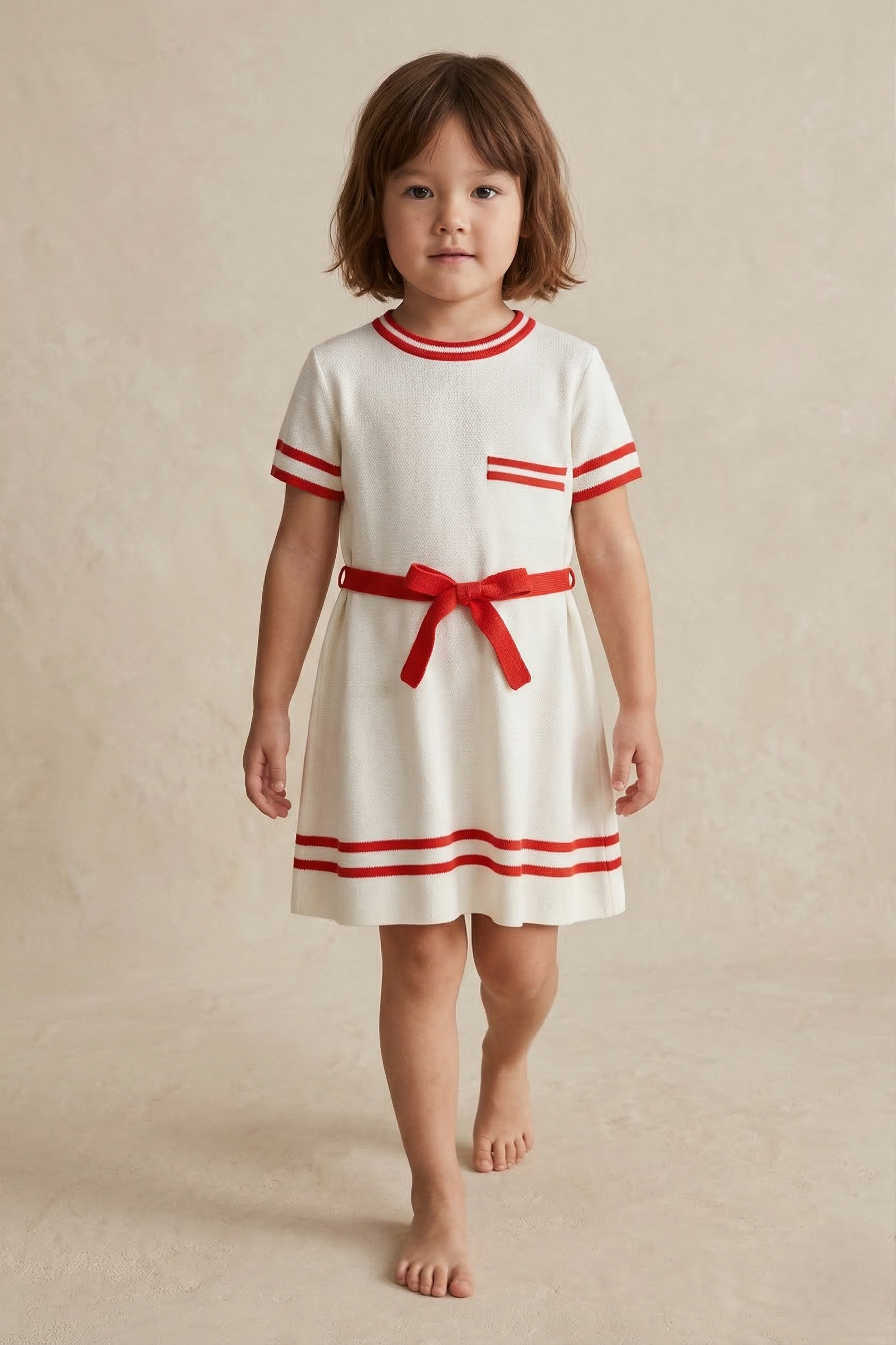 Etek Ucu Kol Ucu Çizgili Elbise: Cherry Racer ve Navy Dash