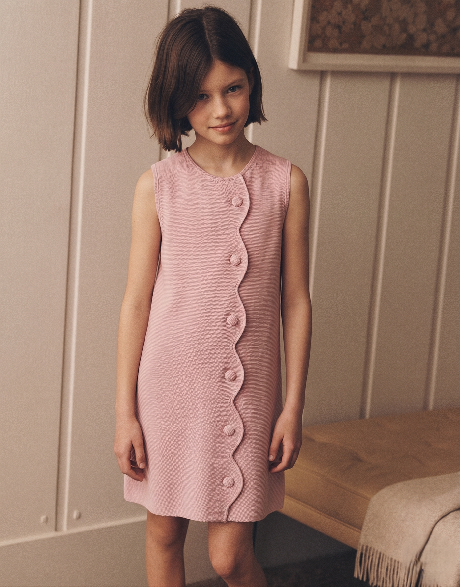 Scallop Button Elbise