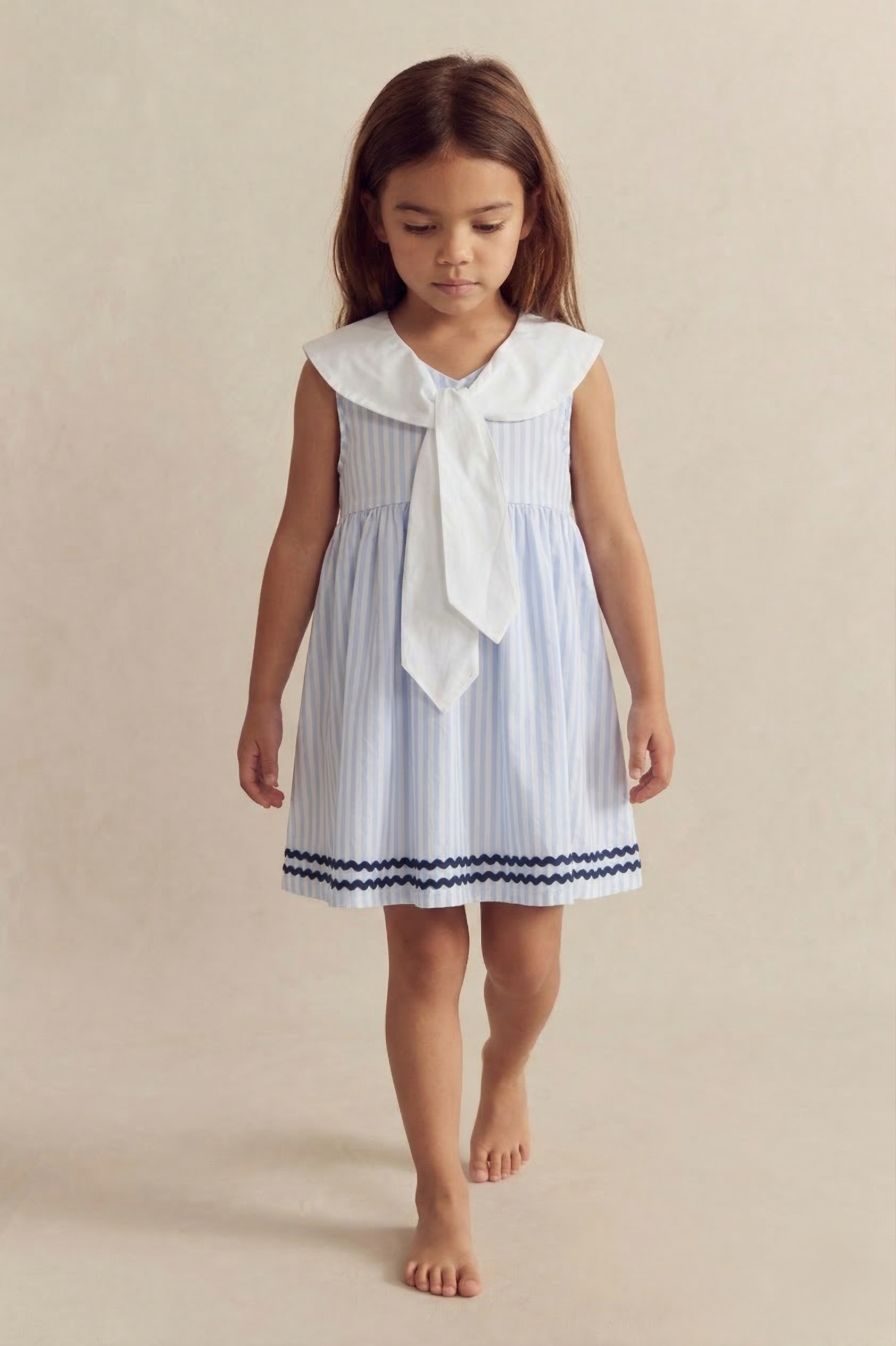 Çizgili Denizci Yaka Kumaş Elbise