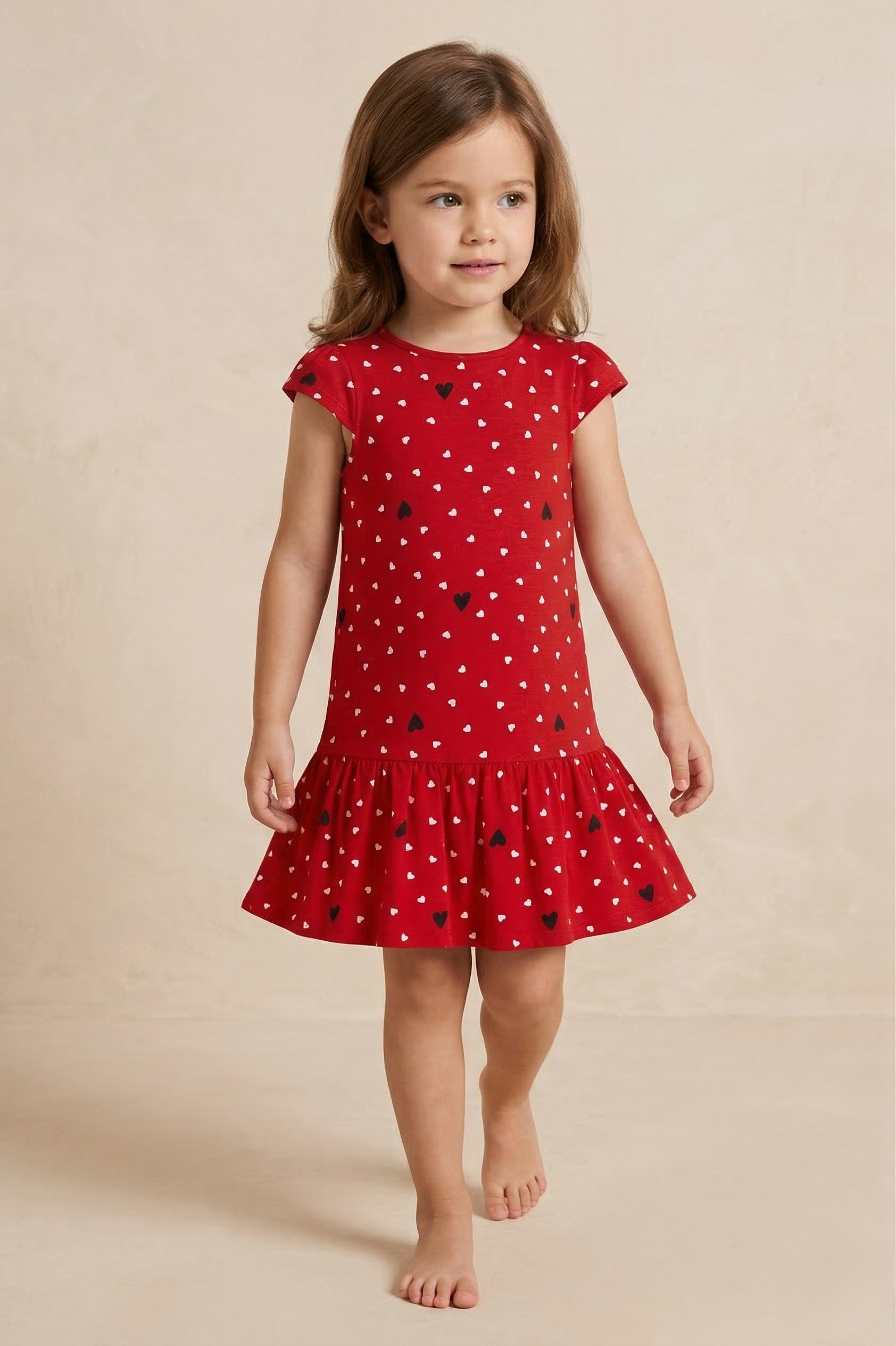 Kalpli Kırmızı Tiril Tiril Elbise